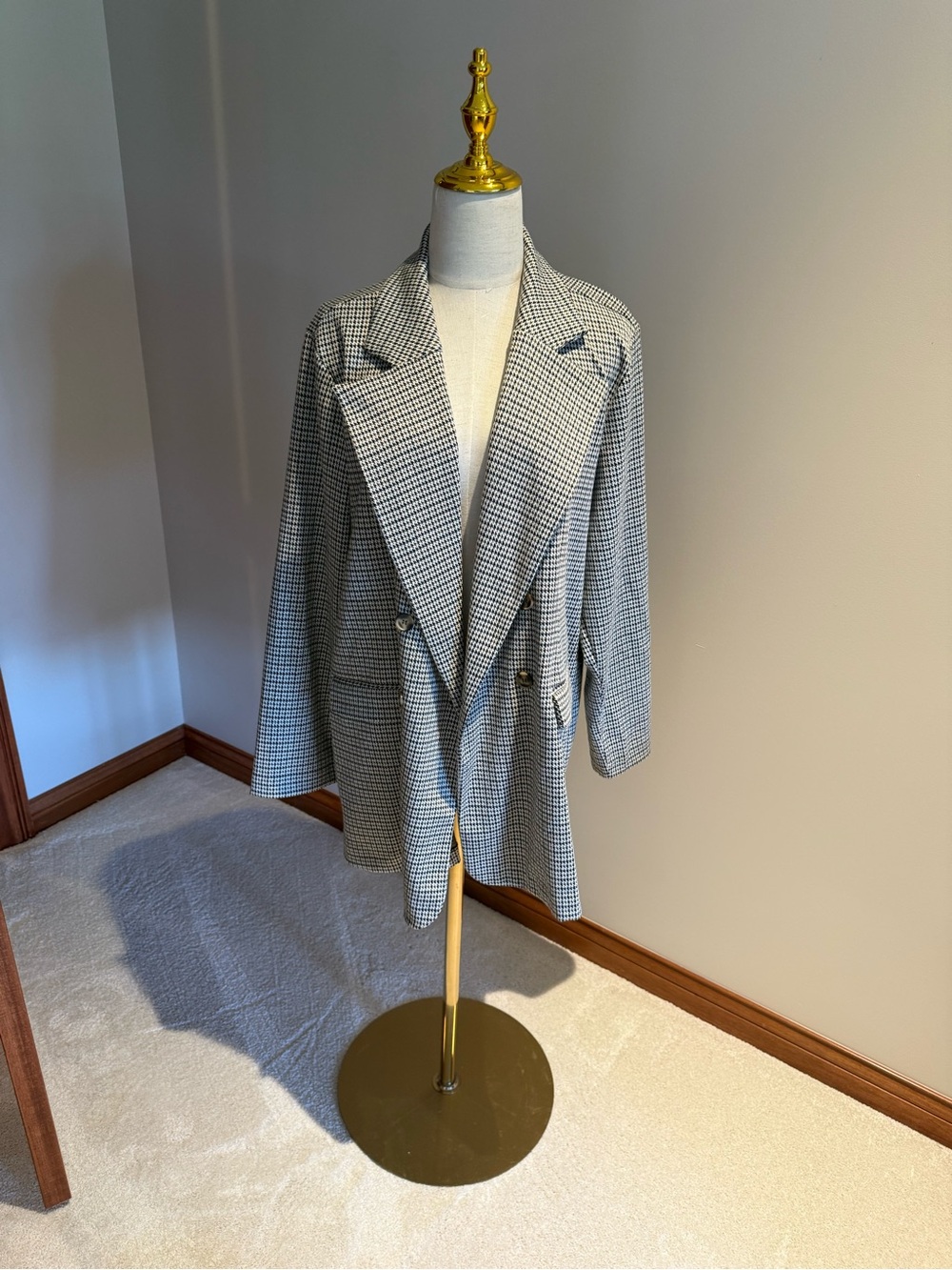 Maurices Houndstooth Double-Breasted Blazer - Black & White